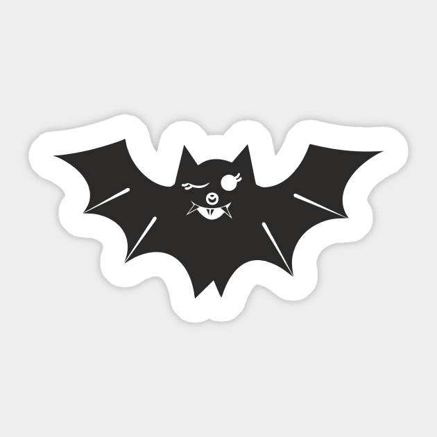 Bat (black solid) Sticker by aceofspace